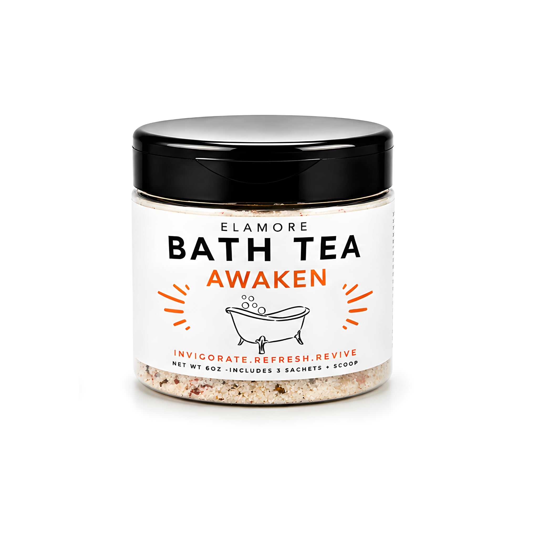 Elamore Awaken energizing bath tea soak in jar to refresh and revive