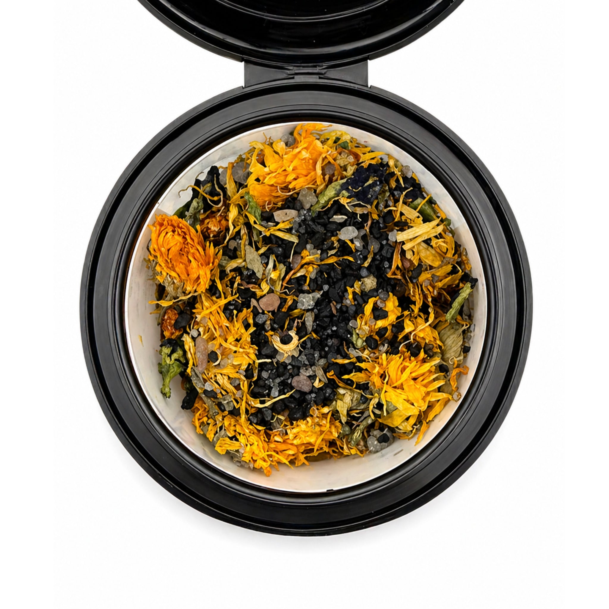 Close up of Elamore Release bath tea mineral salt blend for detox soaking